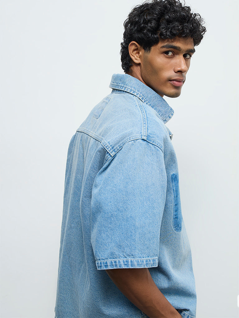 Nuon Blue Relaxed-Fit Denim Shirt