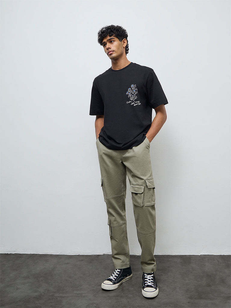 Nuon Sage Cargo-Style Relaxed-Fit Mid-Rise Cotton-Blend Pants