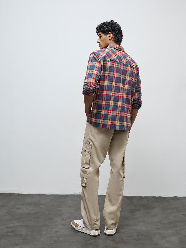 Nuon Beige Relaxed-Fit Mid-Rise Cotton Cargo Pants