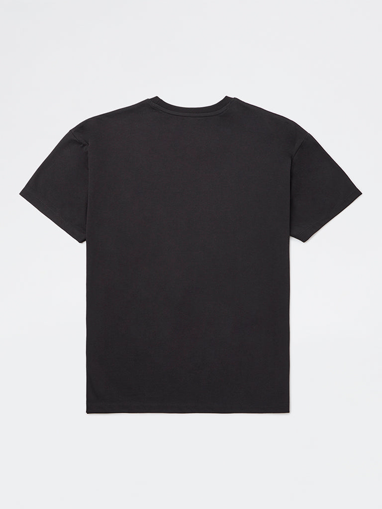 Y&F Kids Girls Black Printed Cotton T-Shirt