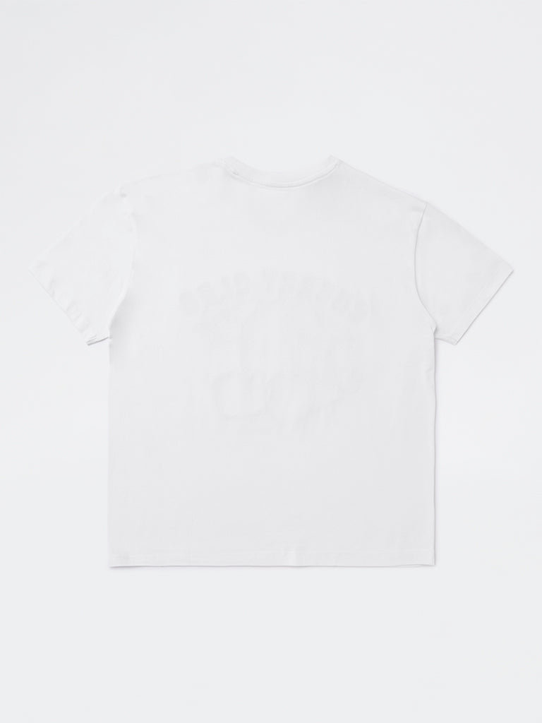 Y&F Kids Girls White Text Design Cotton T-Shirt