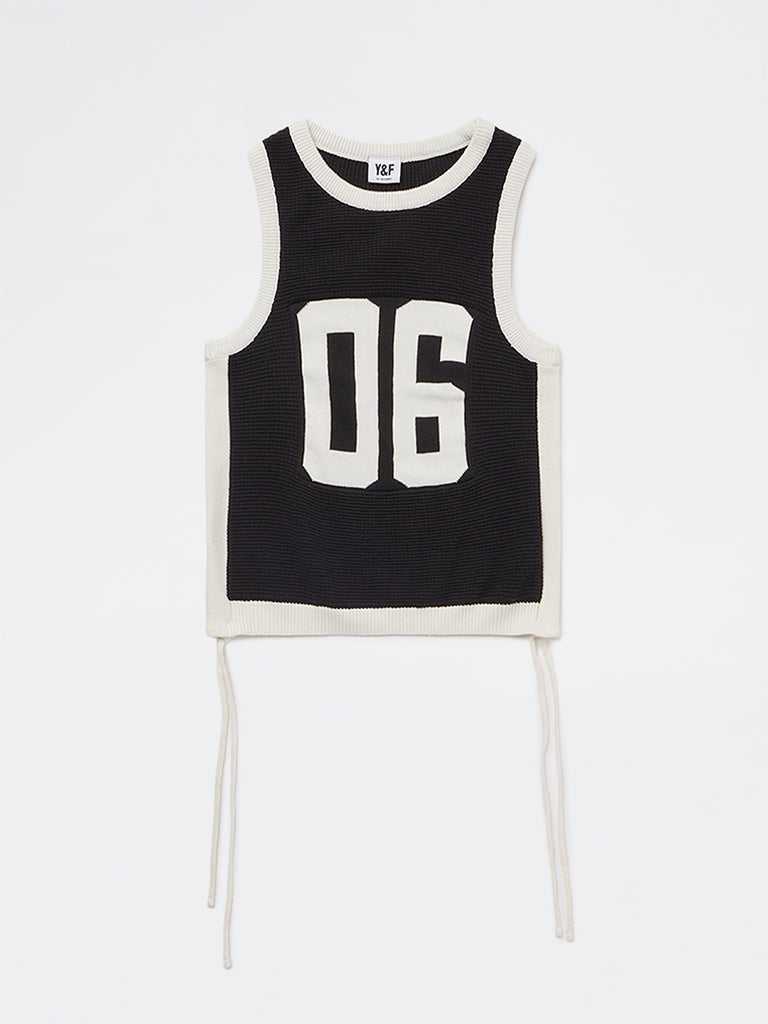 Y&F Kids Girls Black Numerical Design Cotton T-Shirt