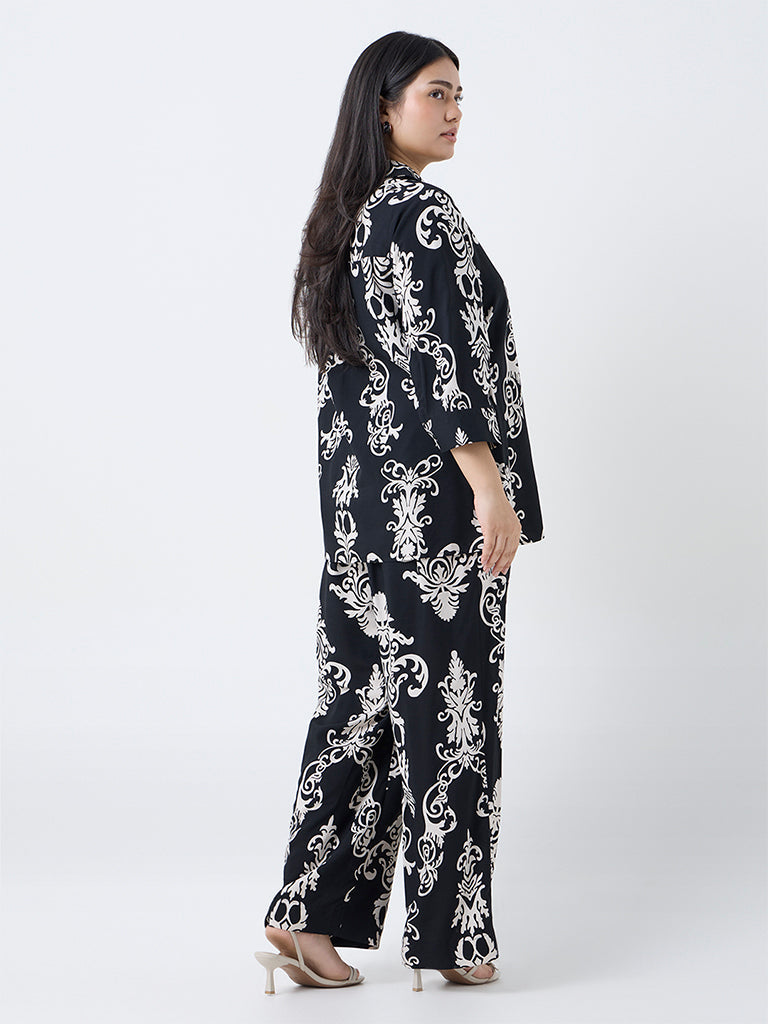Gia Black Printed Mid-Rise Pants