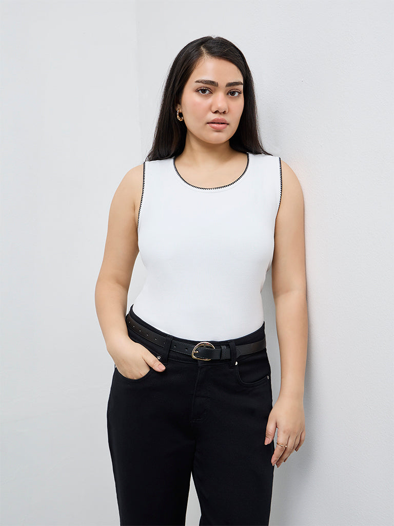 Gia White Textured Top
