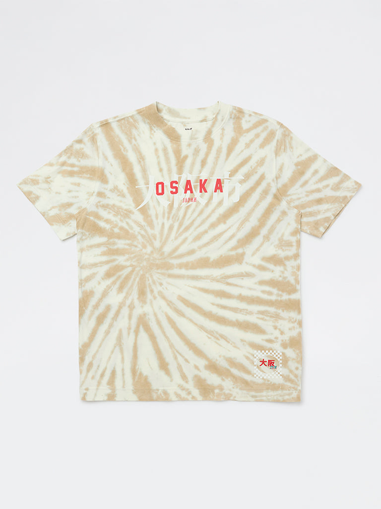 Y&F Kids Boys Beige Tie-Dye Cotton T-Shirt