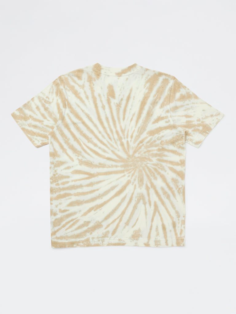 Y&F Kids Boys Beige Tie-Dye Cotton T-Shirt