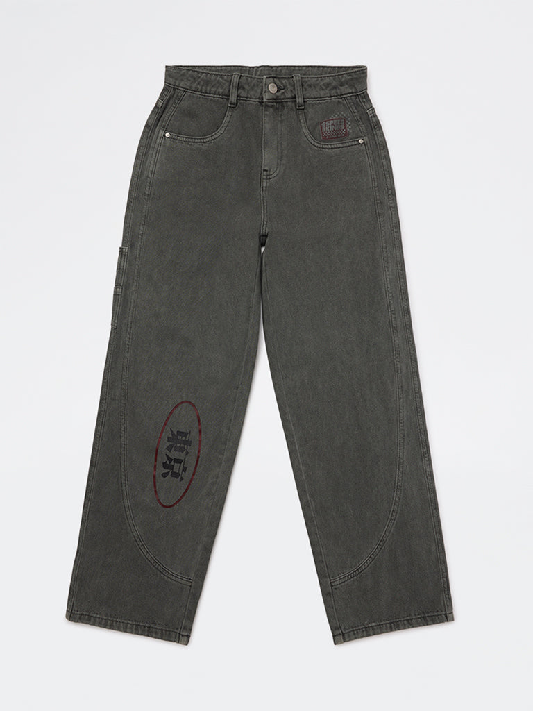 Y&F Kids Boys Charcoal Mid-Rise Jeans