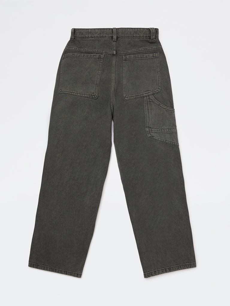 Y&F Kids Boys Charcoal Mid-Rise Jeans