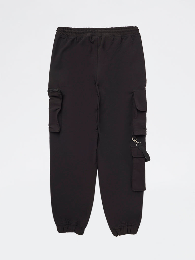 Y&F Kids Boys Black Mid-Rise Cargo Pants