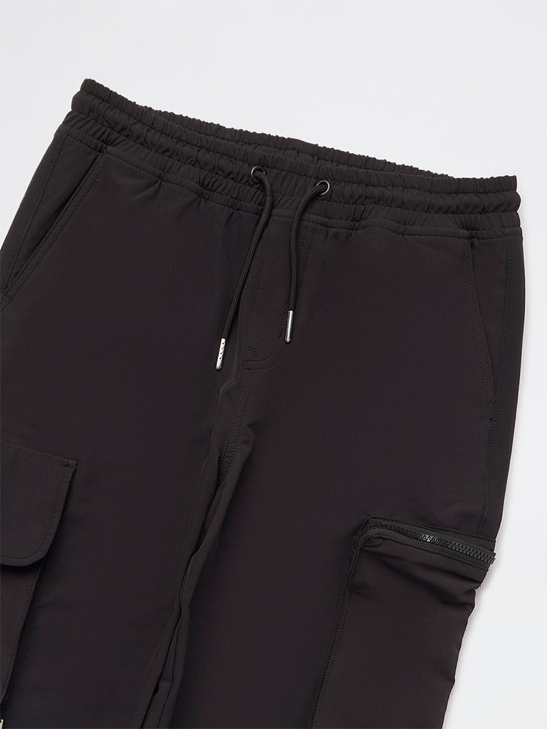 Y&F Kids Boys Black Mid-Rise Cargo Pants