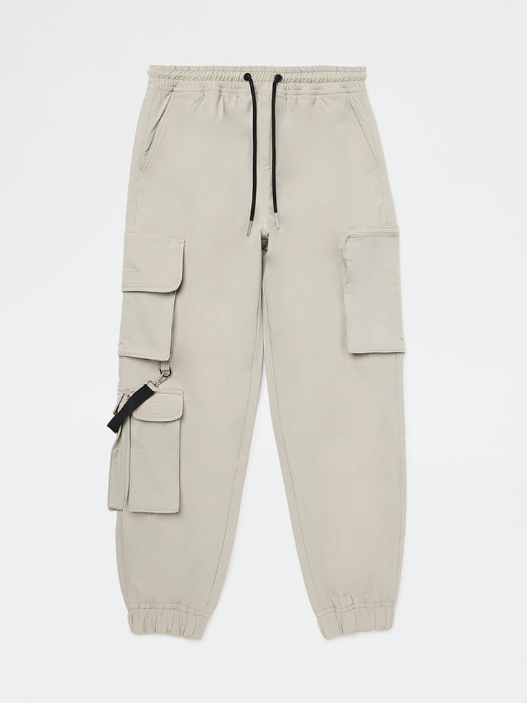 Y&F Kids Boys Beige Mid-Rise Cargo Pants