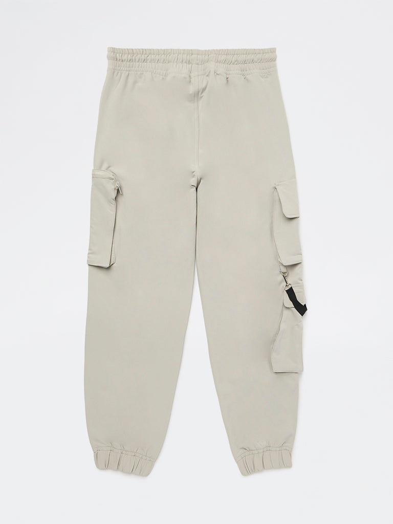 Y&F Kids Boys Beige Mid-Rise Cargo Pants