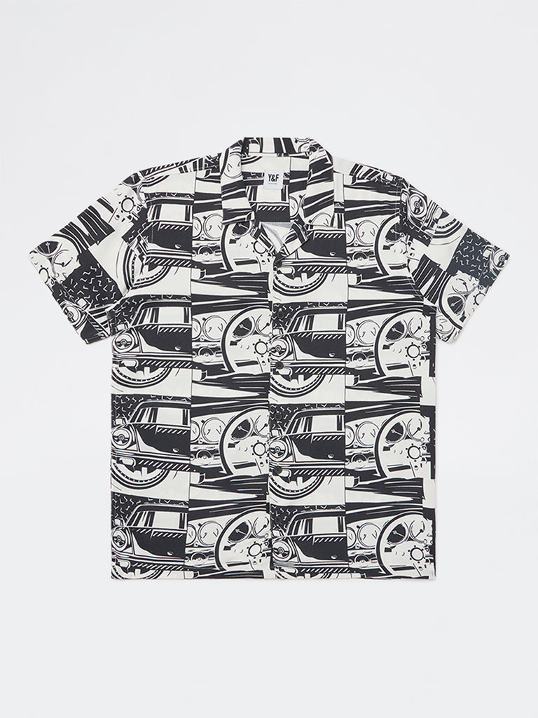 Y&F Kids Boys Black Printed Shirt