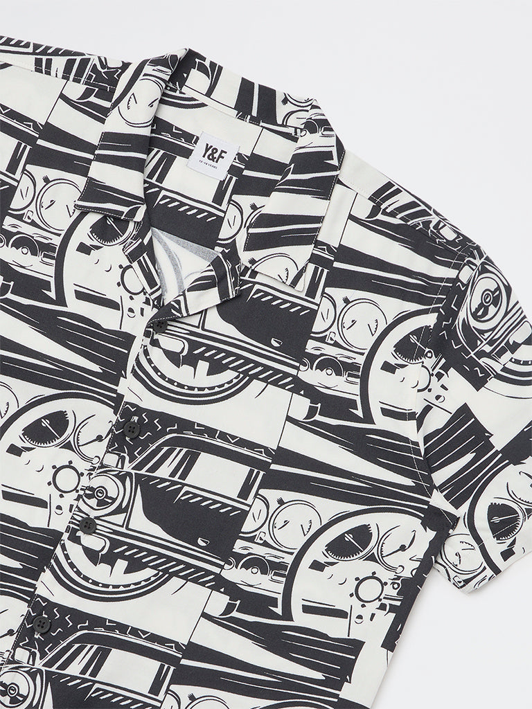 Y&F Kids Boys Black Printed Shirt