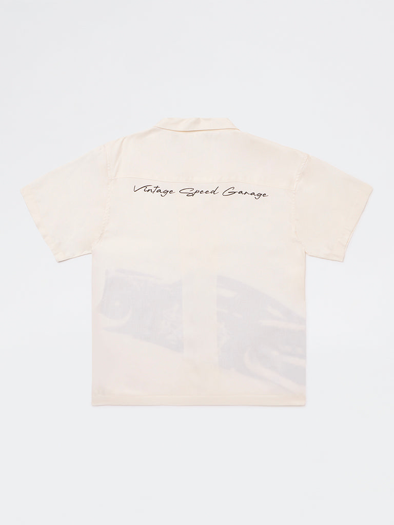 Y&F Kids Boys Off-White Car Printed Shirt