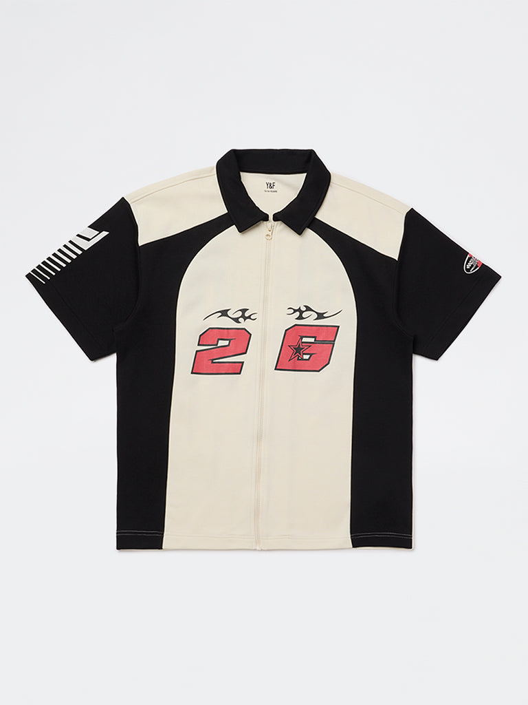 Y&F Kids Boys Off-White Typographic Shirt