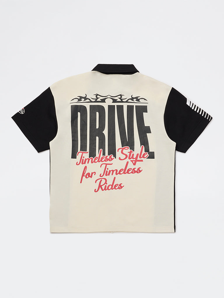 Y&F Kids Boys Off-White Typographic Shirt
