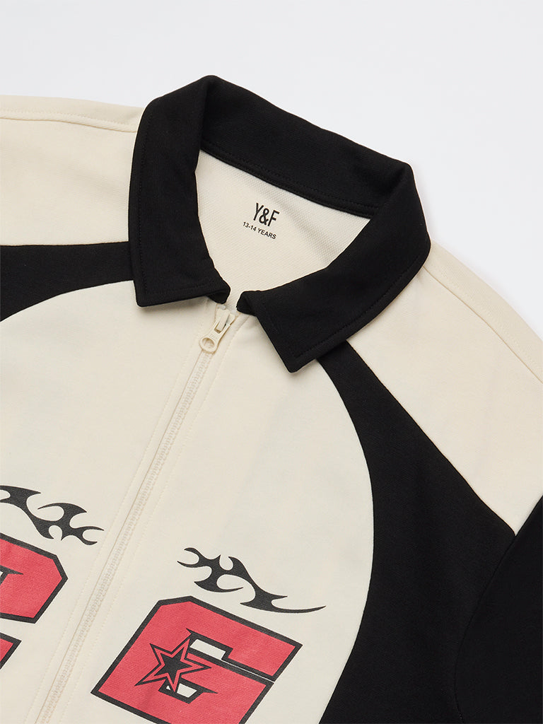 Y&F Kids Boys Off-White Typographic Shirt