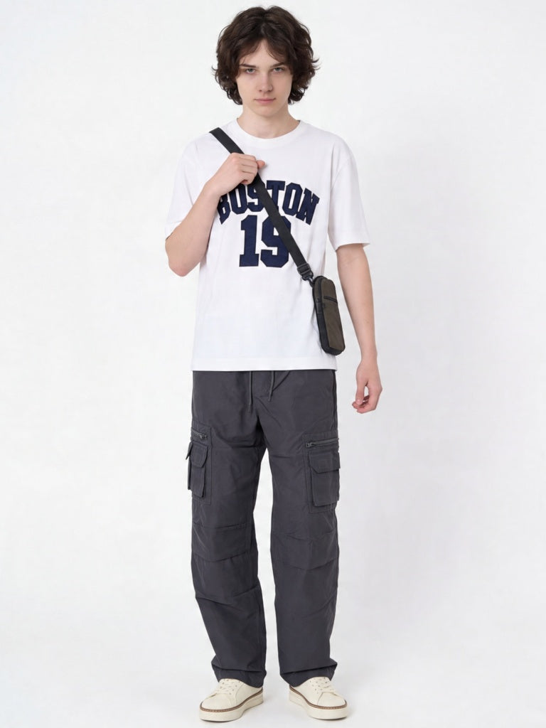 Y&F Kids Boys Olive Mid-Rise Cotton-Blend Cargo Pants