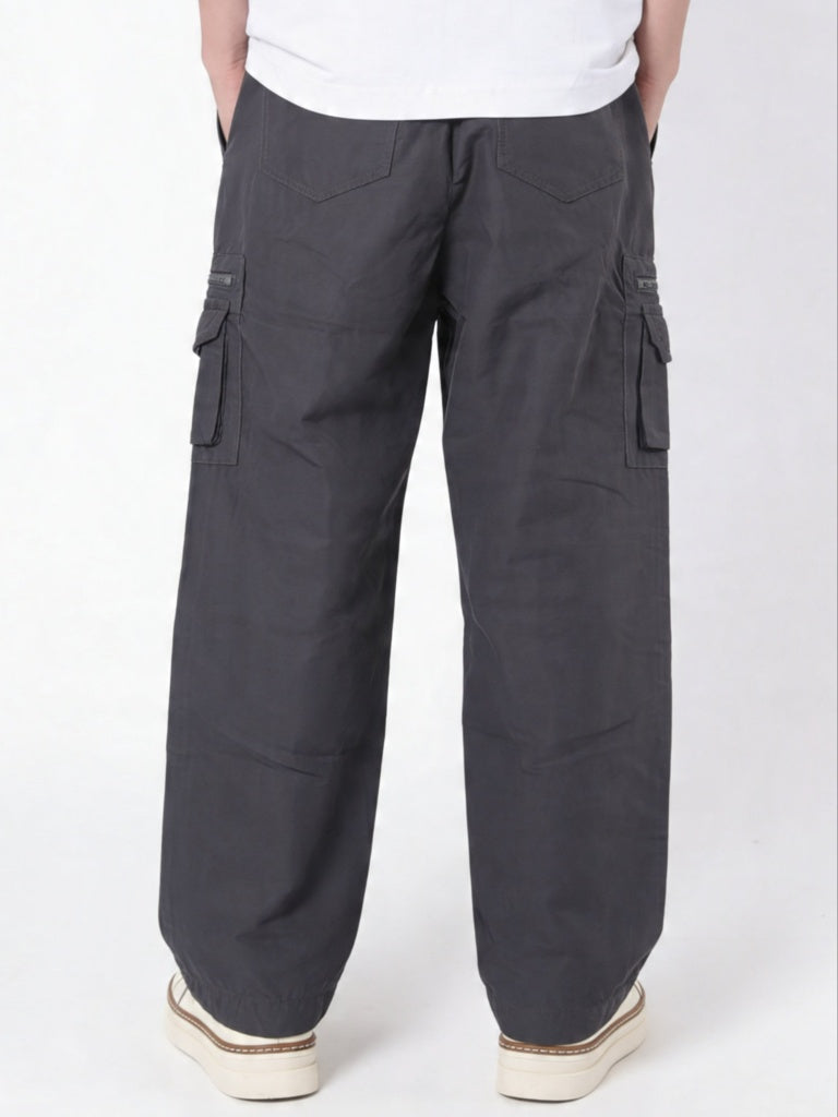 Y&F Kids Boys Olive Mid-Rise Cotton-Blend Cargo Pants