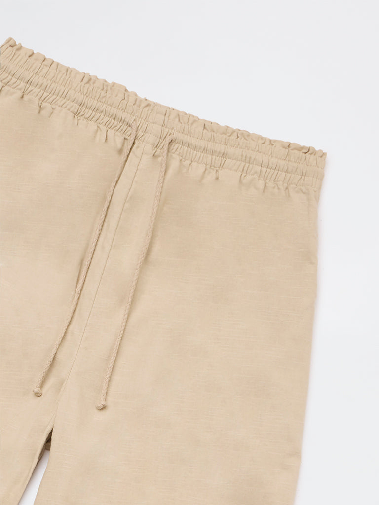 Y&F Kids Girls Cream Mid-Rise Cotton Pants