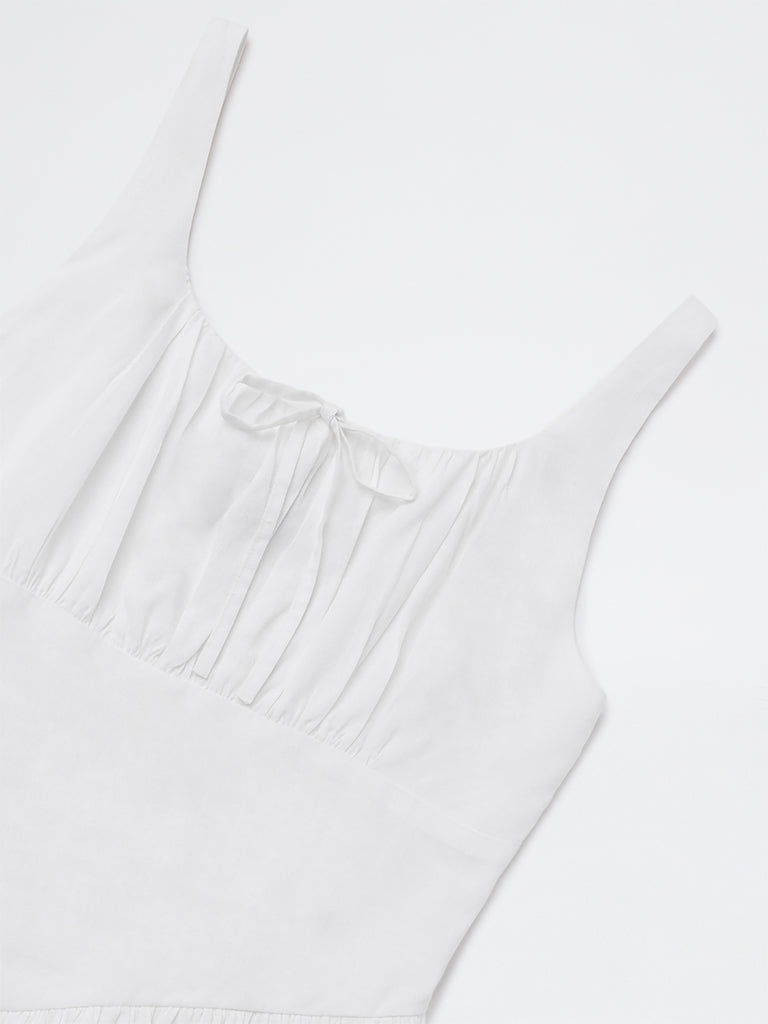 Y&F Kids Girls White Solid A-Line Dress