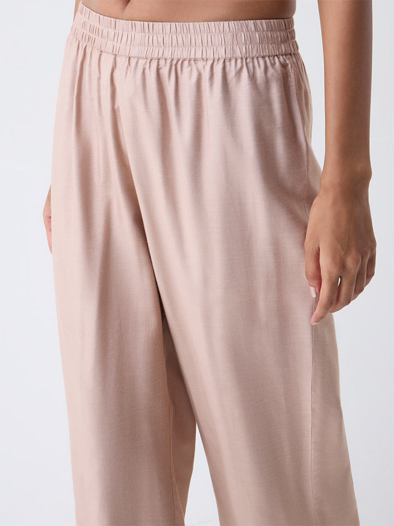 Zuba Beige Solid Pants