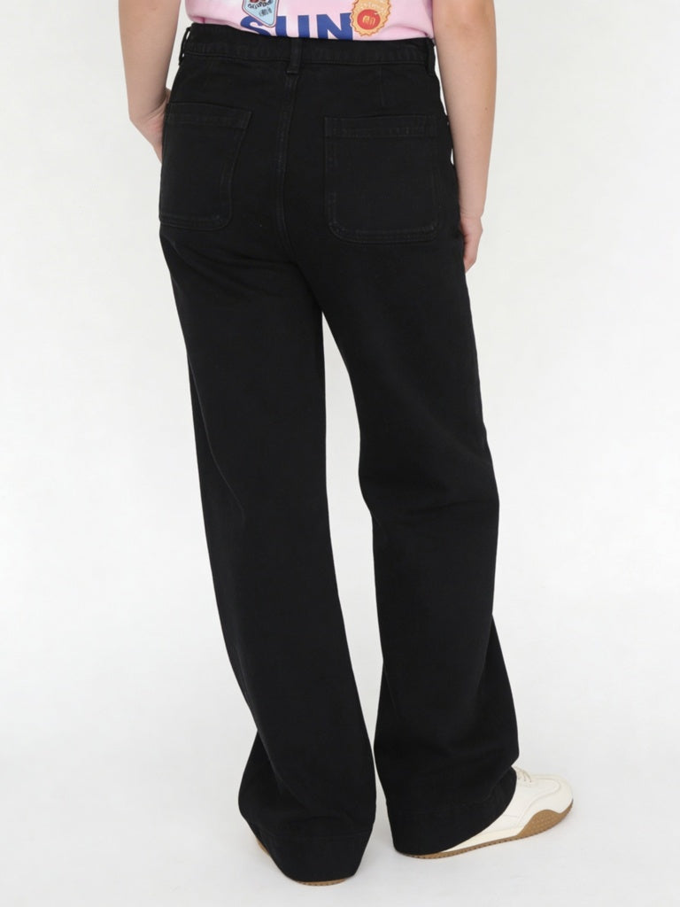 Y&F Kids Girls Black Mid-Rise Relaxed-Fit Jeans