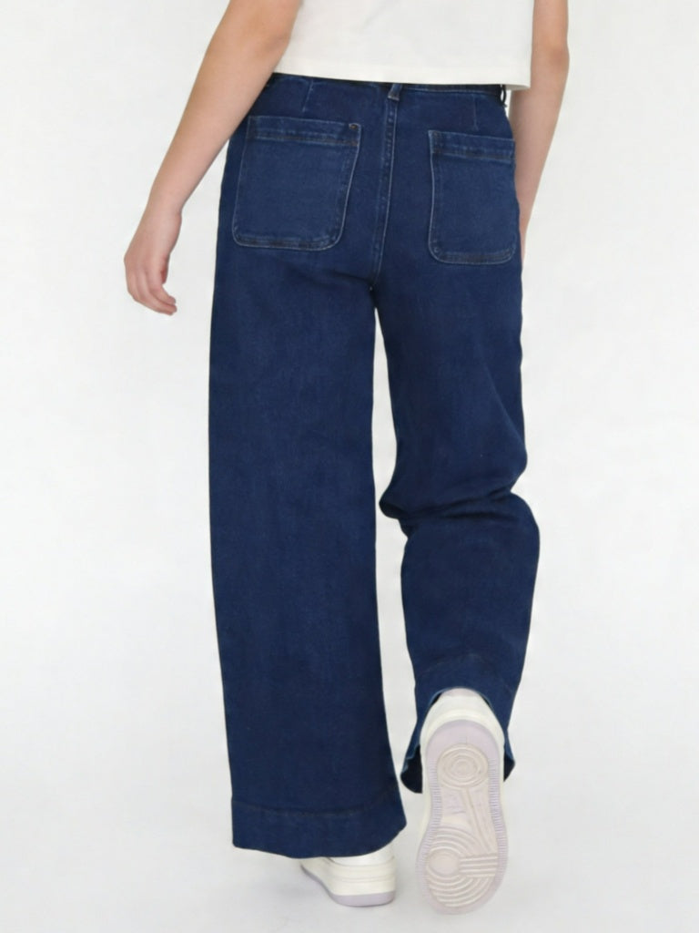 Y&F Kids Girls Dark Blue Wide Leg Jeans