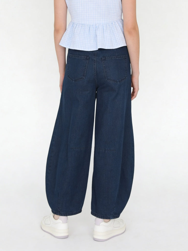 Girls Dark Blue Mid-Rise Full Length Jeans