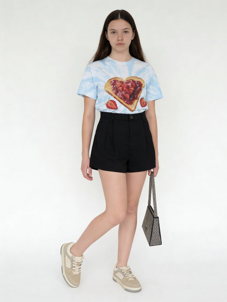 Girls Black High-Rise Cotton Shorts