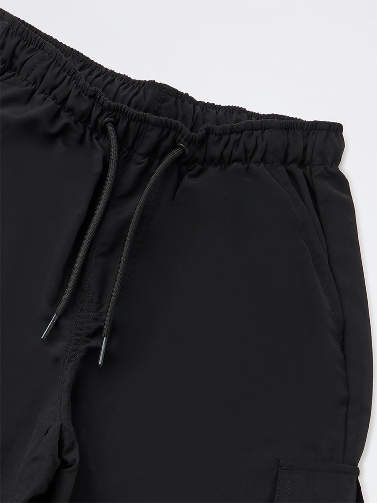 Y&F Kids Girls Black High-Rise Cargo Pants