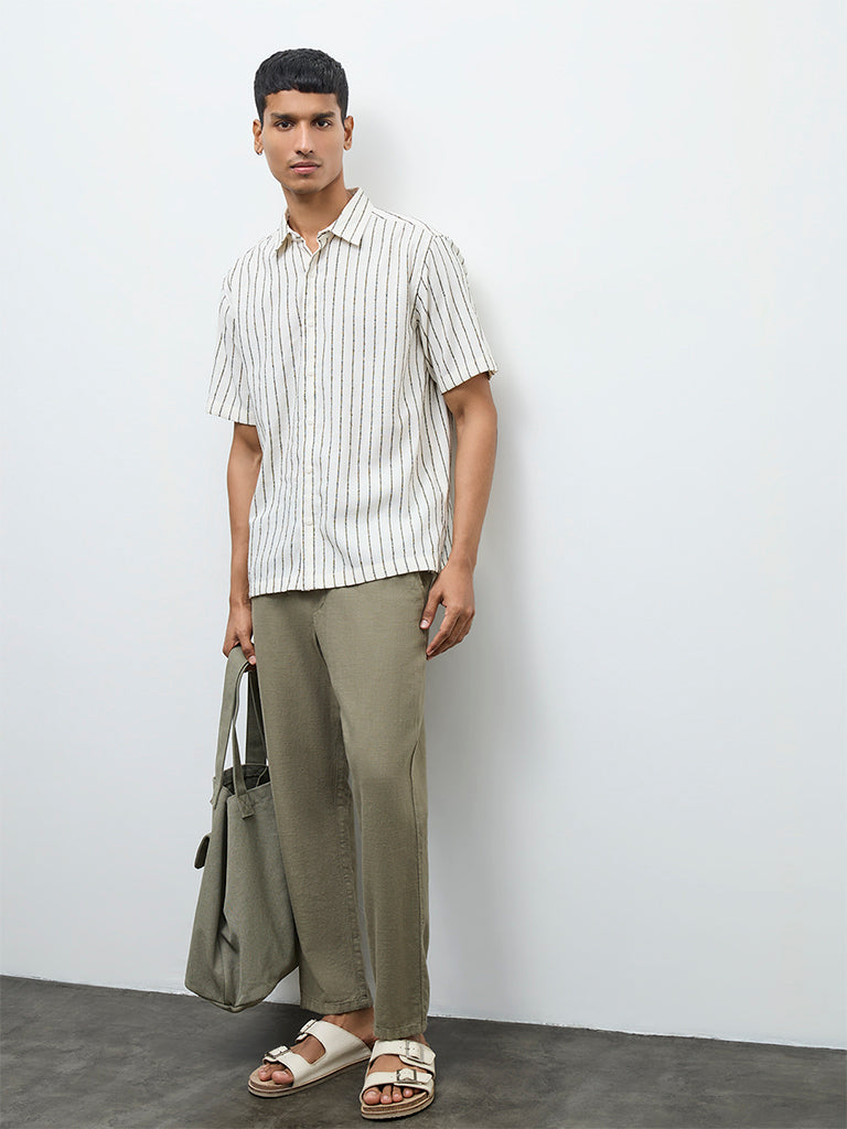 ETA Off-White Striped Relaxed-Fit Shirt