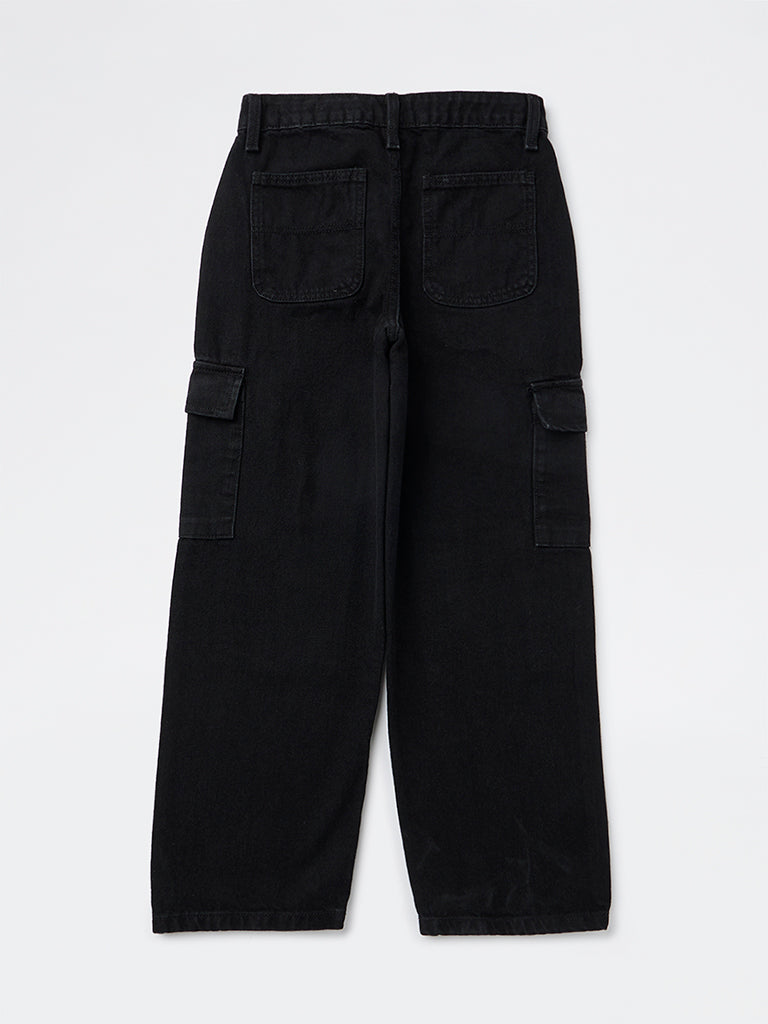 Y&F Kids Boys Black Cargo Jeans