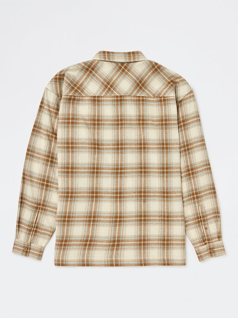 Y&F Kids Boys Brown Check Cotton Shirt
