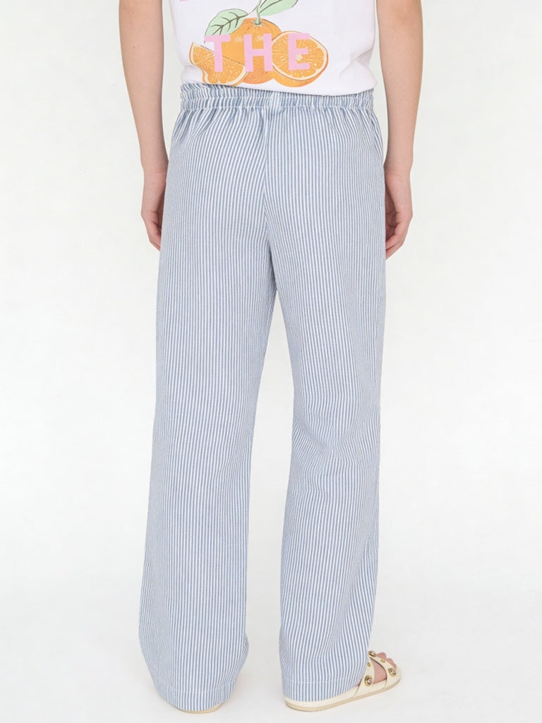 Y&F Kids Girls Blue Striped High-Rise Pants