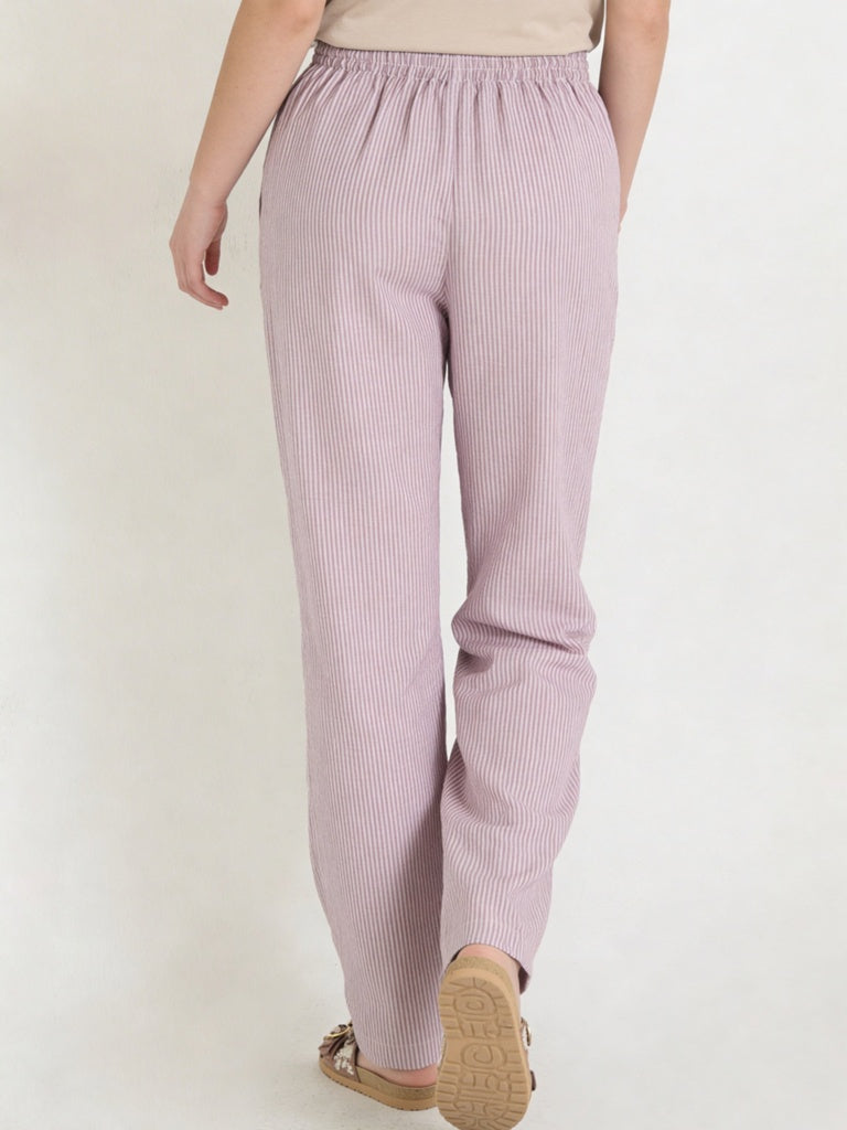 Y&F Kids Girls Wine Striped High-Rise Pants