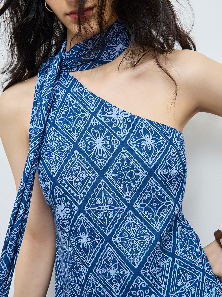 Bombay Paisley Blue Printed Bodycon Dress