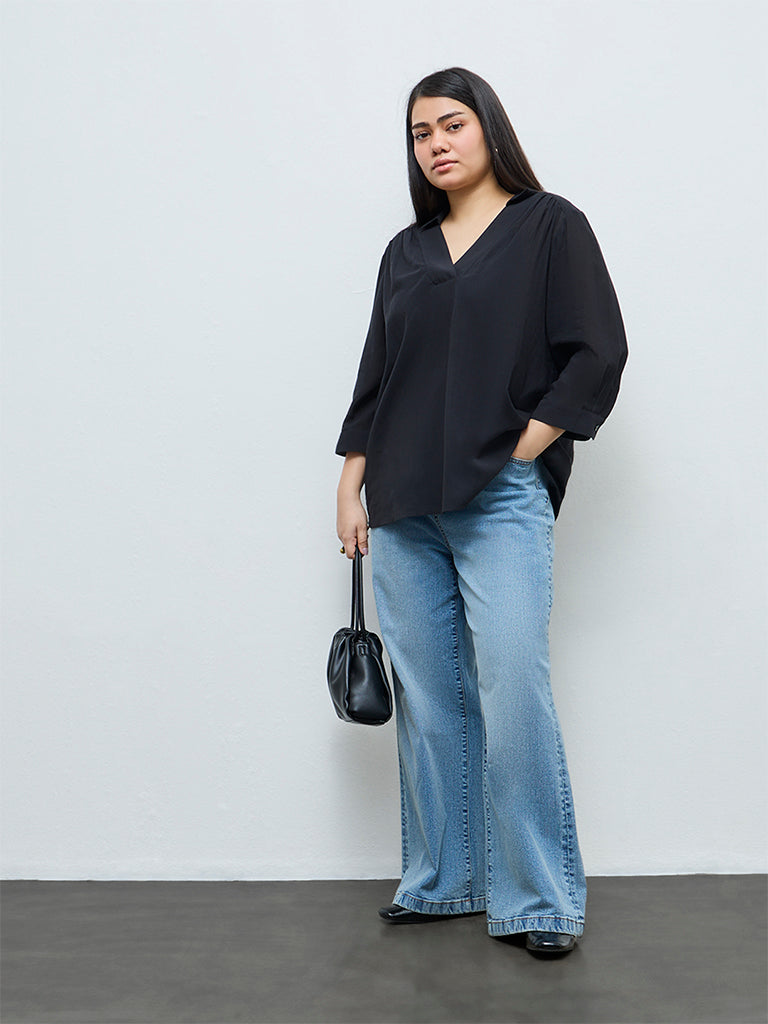 Gia Black Solid Blouse