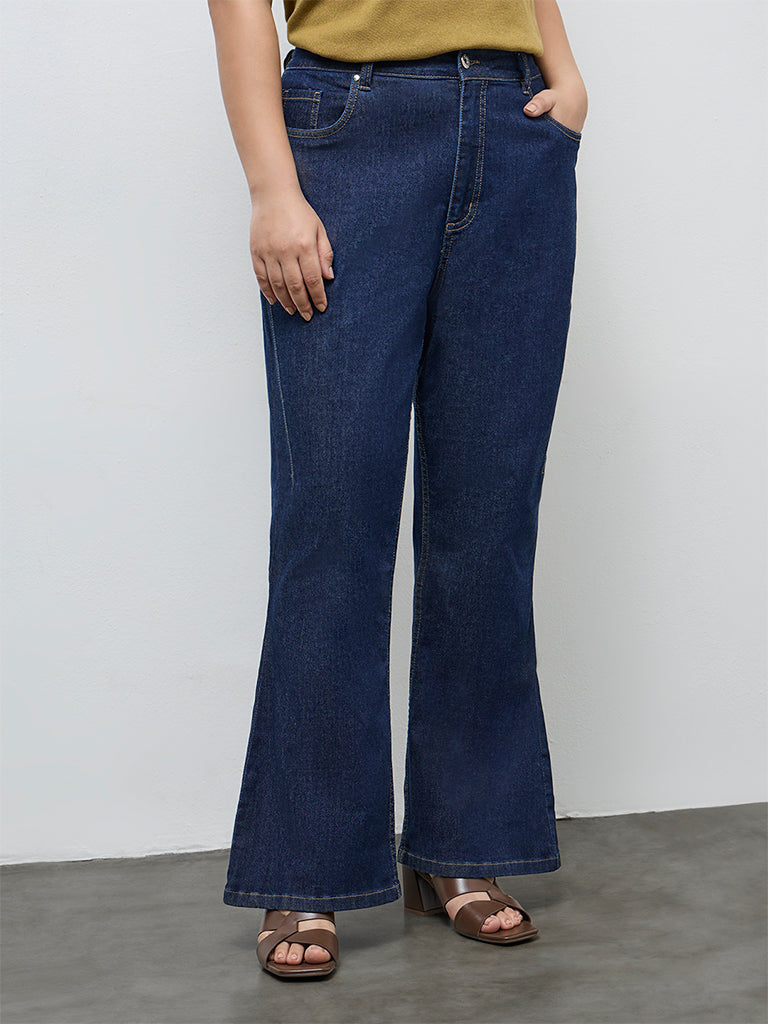 Gia Dark Blue High-Rise Flared Jeans