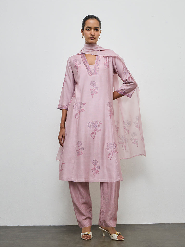 Zuba Lilac Stripe Printed Pants