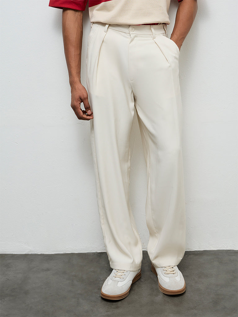 Nuon Cream Relaxed-Fit Mid-Rise Trousers
