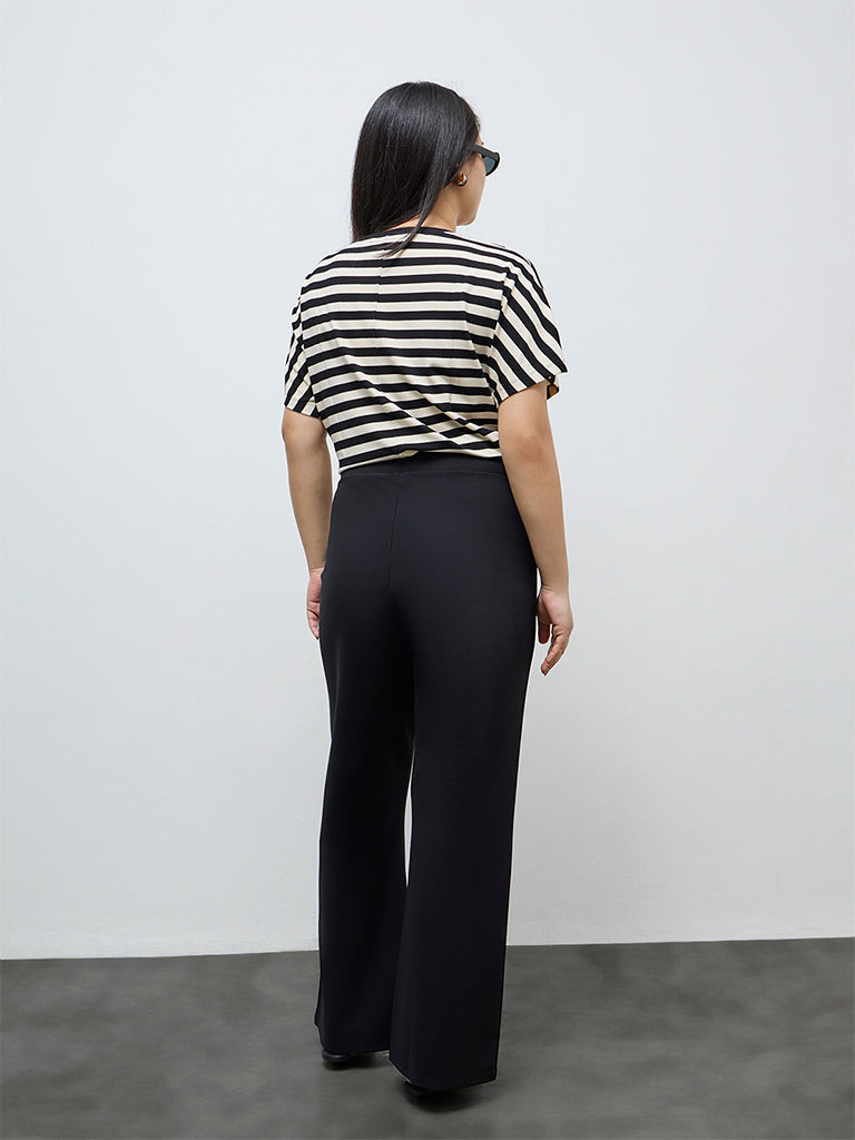 Gia Black Solid High-Rise Trousers