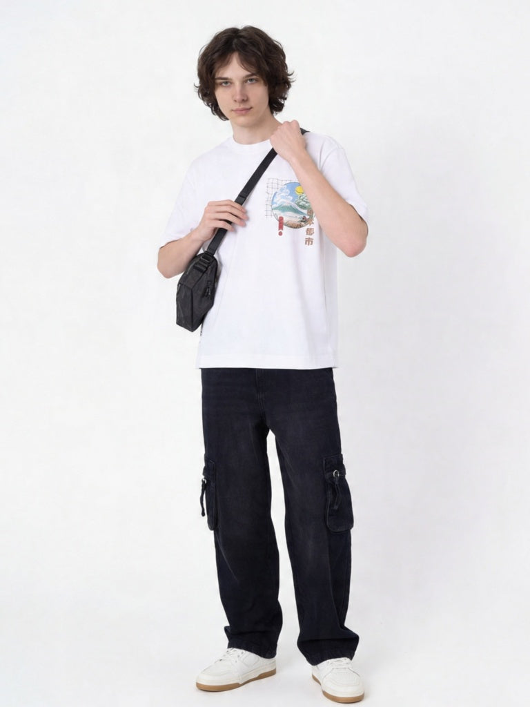 Y&F Kids Boys Black Cargo Straight Jeans