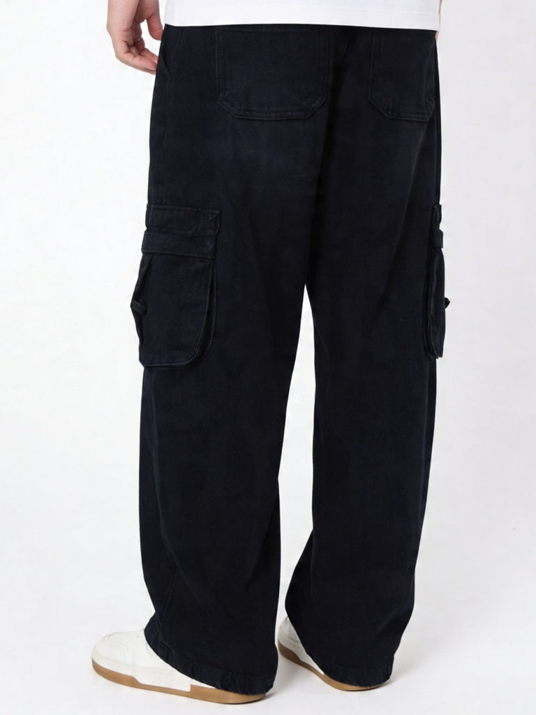 Y&F Kids Boys Black Cargo Straight Jeans