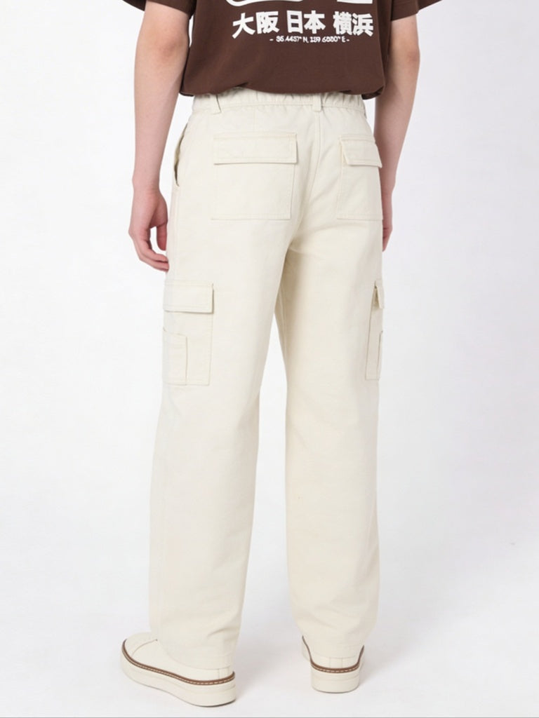 Y&F Kids Boys Off-White Mid-Rise Relaxed-Fit Jeans