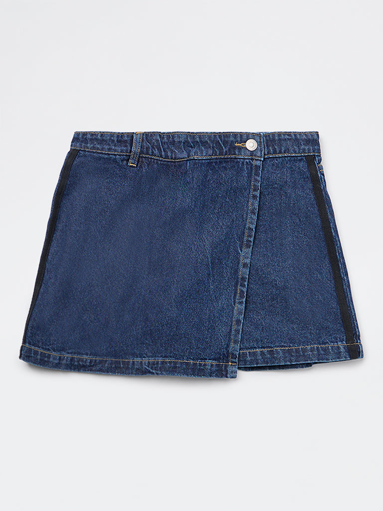 Y&F Kids Girls Dark Blue Denim Skorts