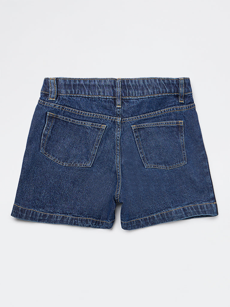 Y&F Kids Girls Dark Blue Denim Skorts