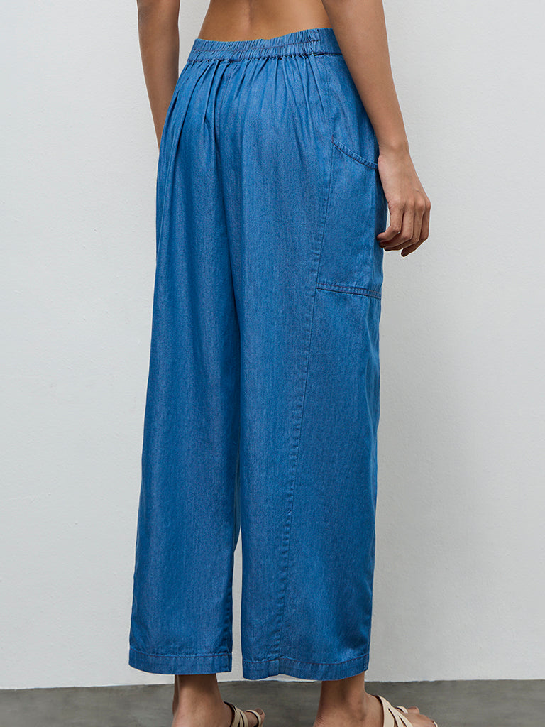 Utsa Blue Solid Denim Pants