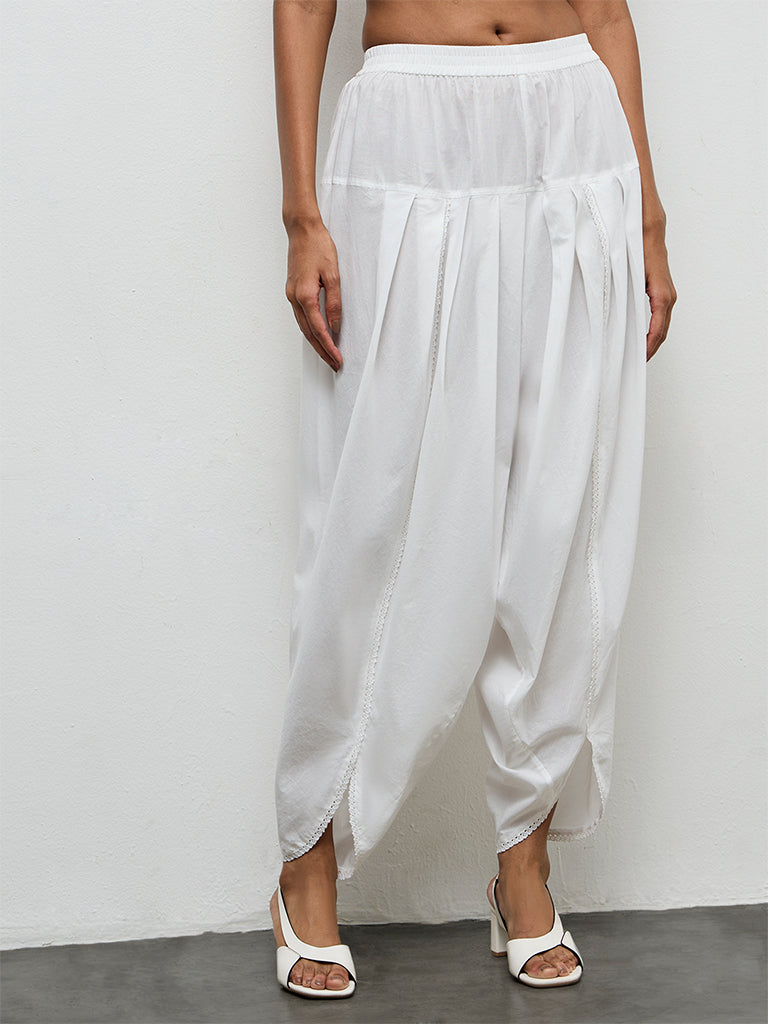 Zuba Ivory Cotton Dhoti Pants